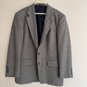 Vintage Robert Stock Blazer Men 42 S Long Gray Wool Sport Coat Lined Houndstooth